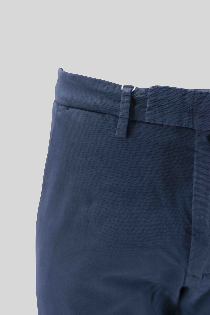 Pantalone in Cotone Tramato / Blu - Ideal Moda