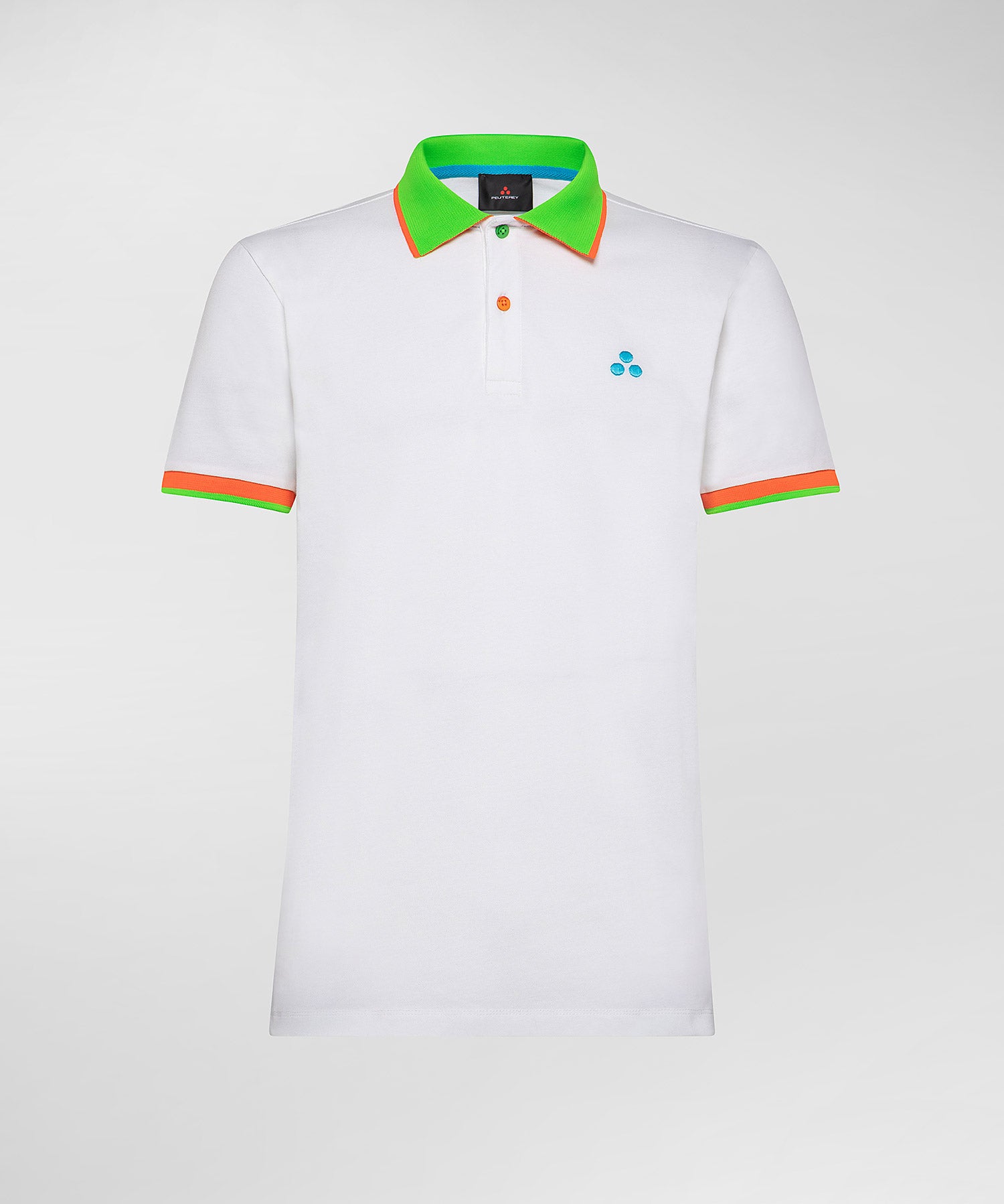 Polo in Piquet con Dettagli Fluorescenti / Bianco - Ideal Moda