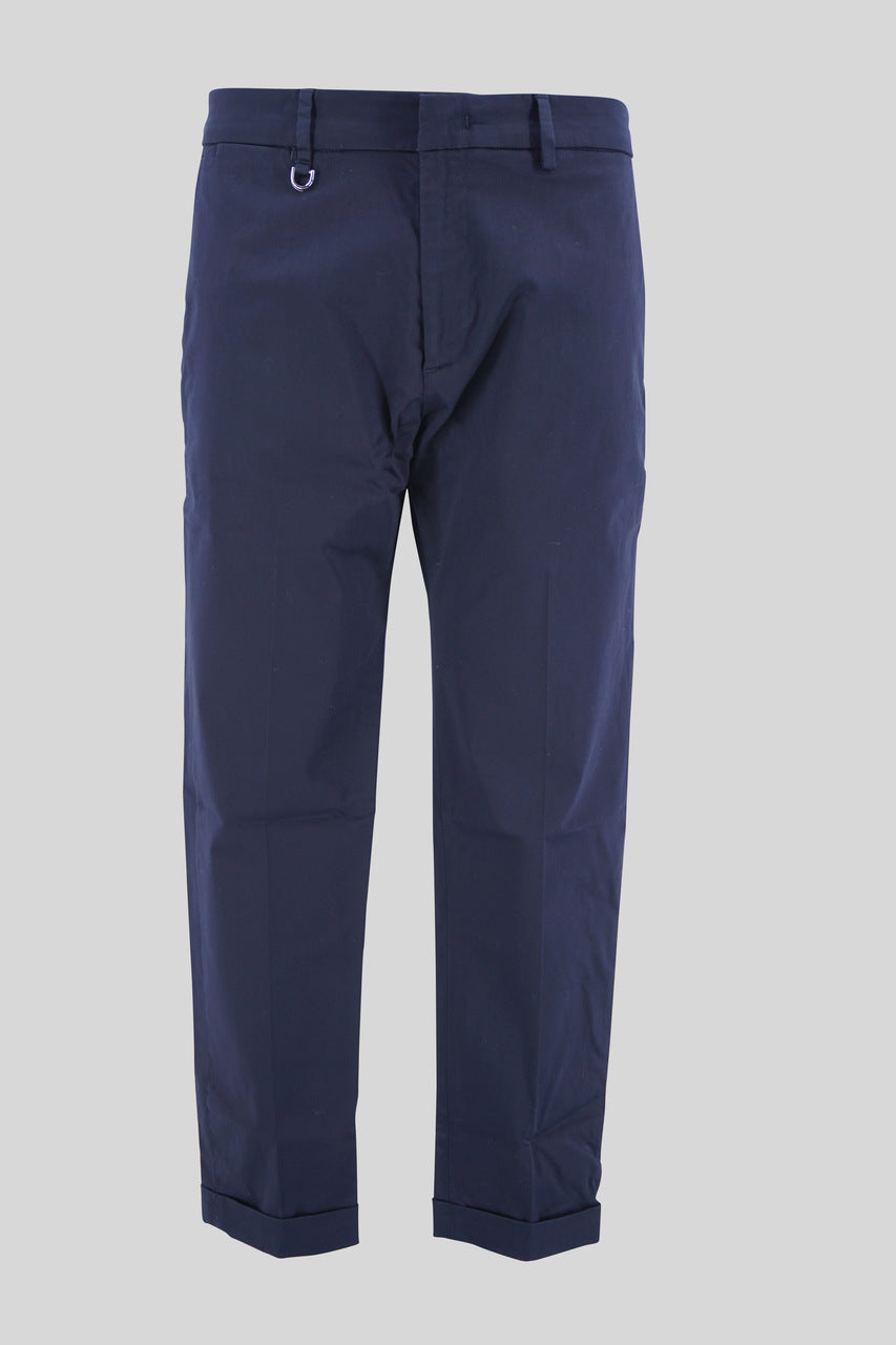 Pantalone in Satin di Cotone / Blu - Ideal Moda