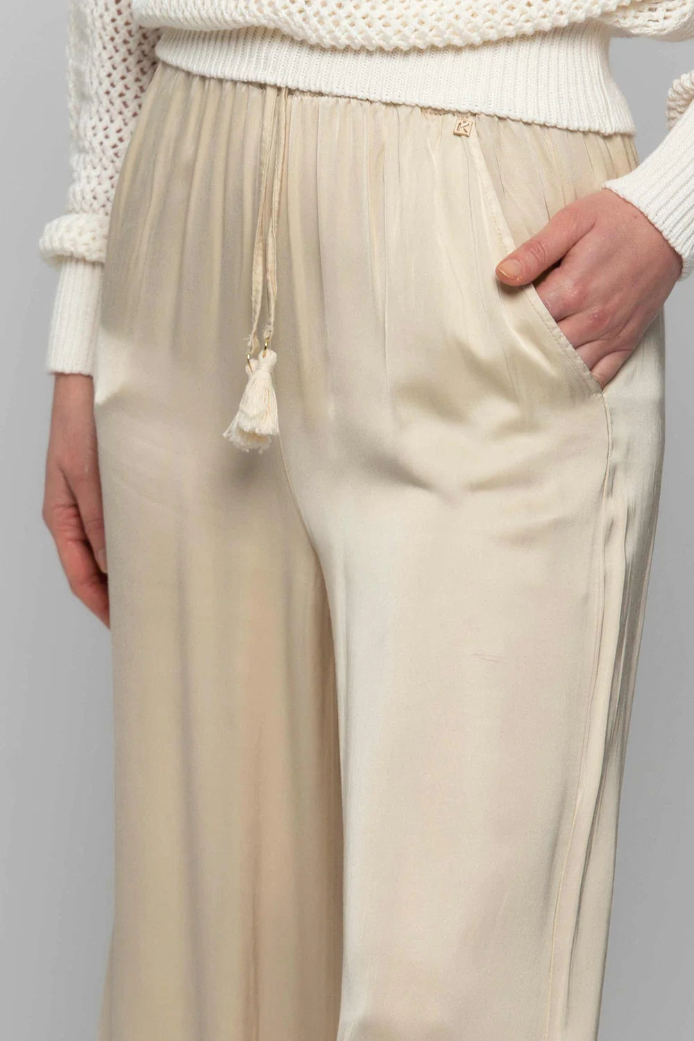 Pantalone Palazzo con Coulisse Kocca / Beige - Ideal Moda