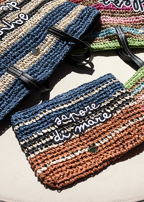 Pochette Formentera con Scritta Le Pandorine / Marrone - Ideal Moda