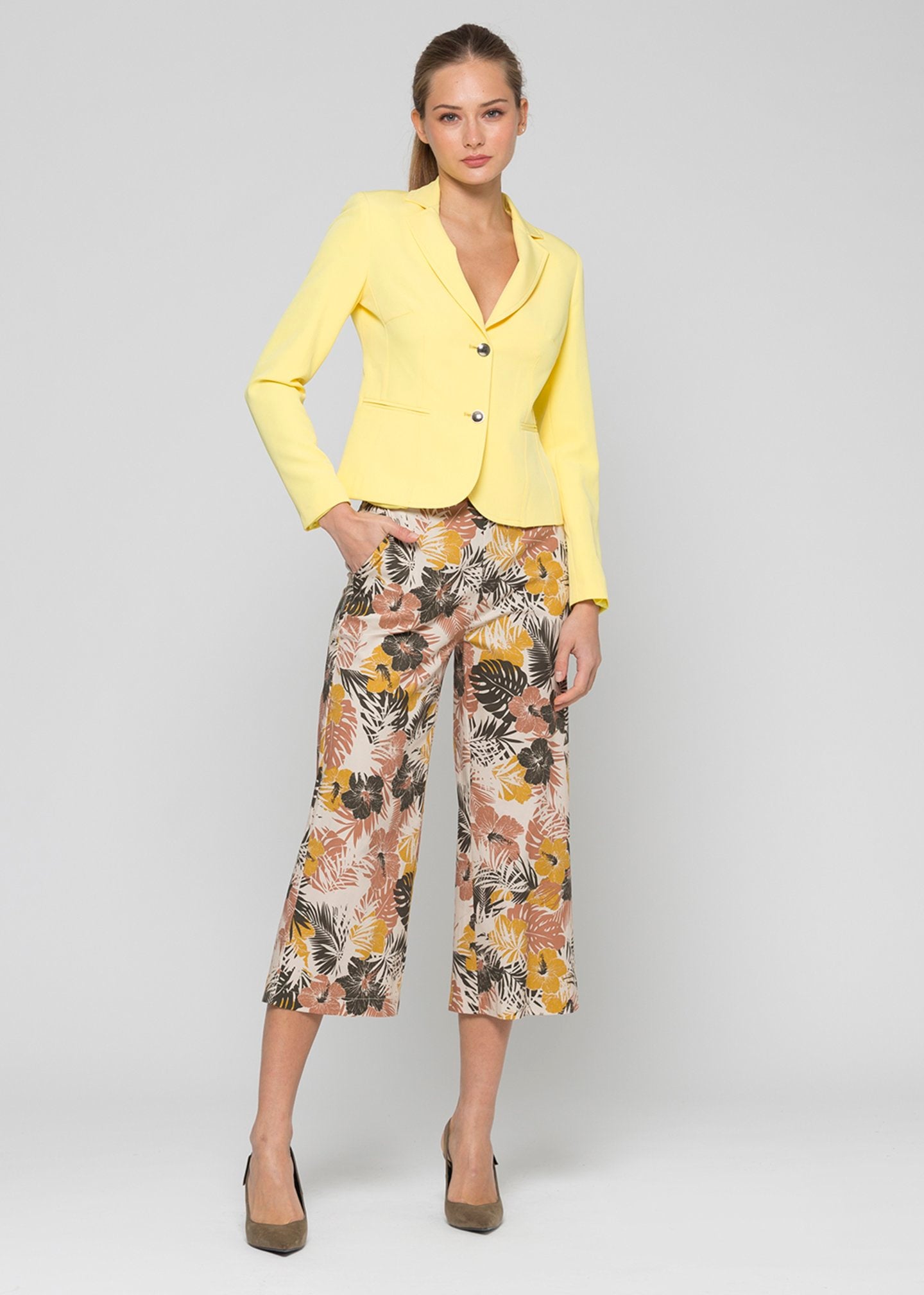 Pantalone diritto in raso fantasia / Multicolor - Ideal Moda