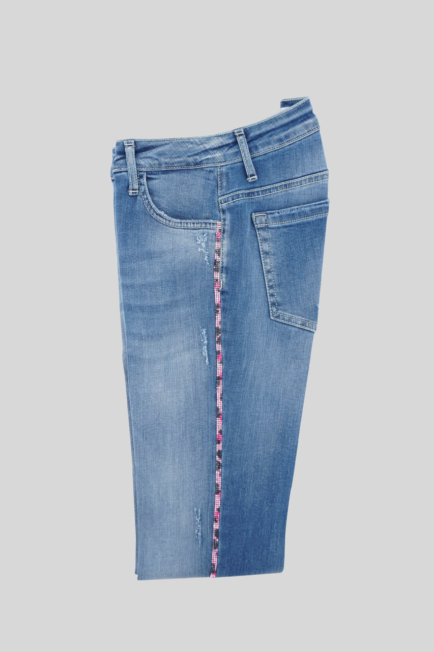 Jeans Chiaro con Applicazione / Jeans - Ideal Moda