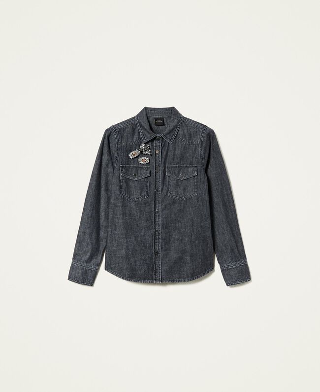 Camicia Twin Set in Jeans / Nero - Ideal Moda