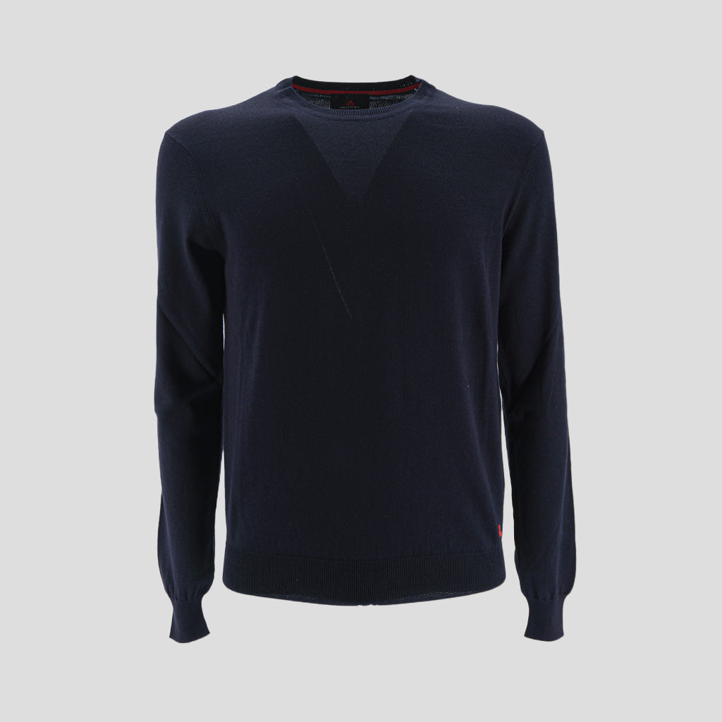 Maglia Girocollo in Puro Cotone / Blu - Ideal Moda