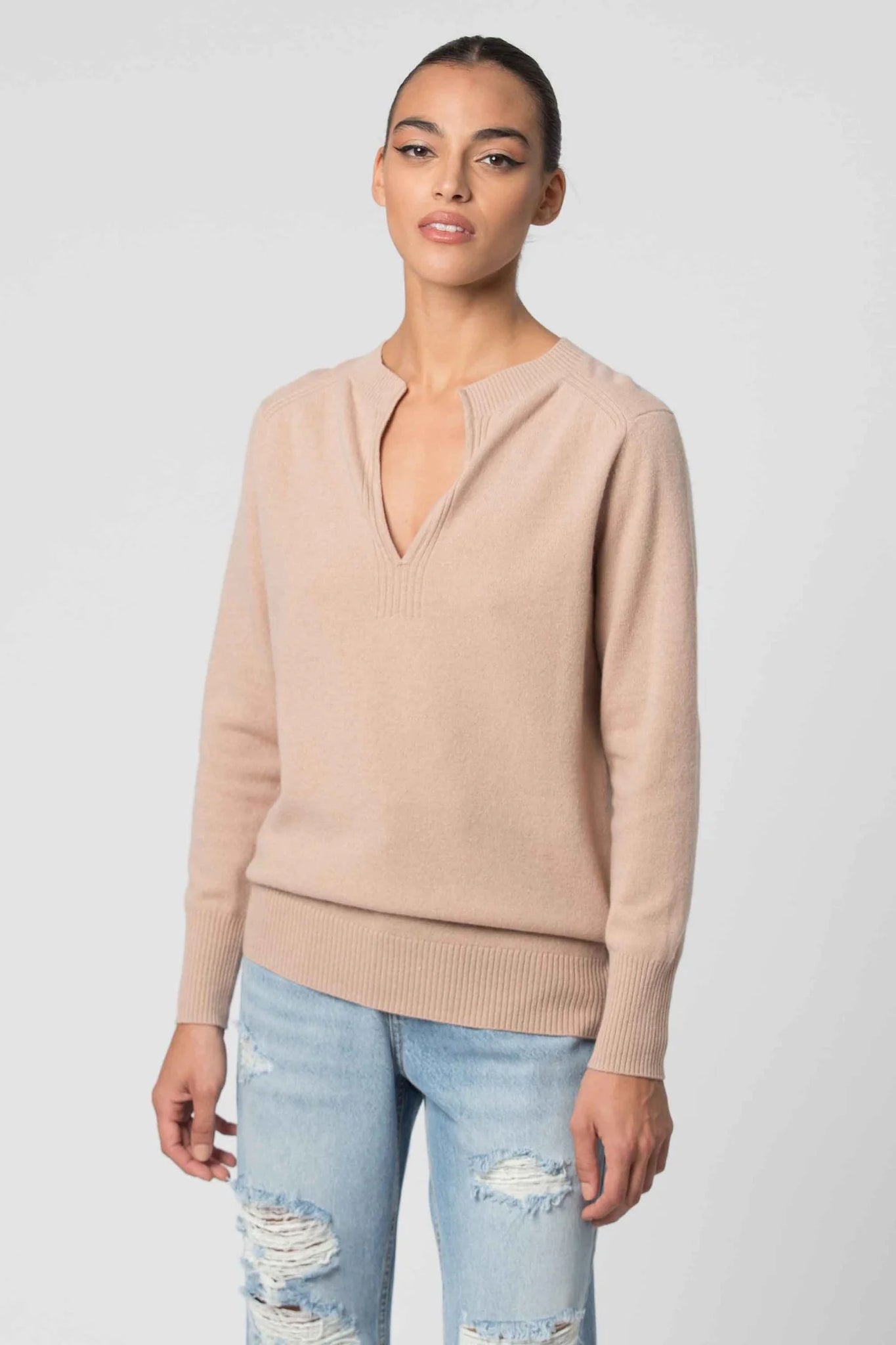 Maglia con Scollo a V Kocca / Beige - Ideal Moda