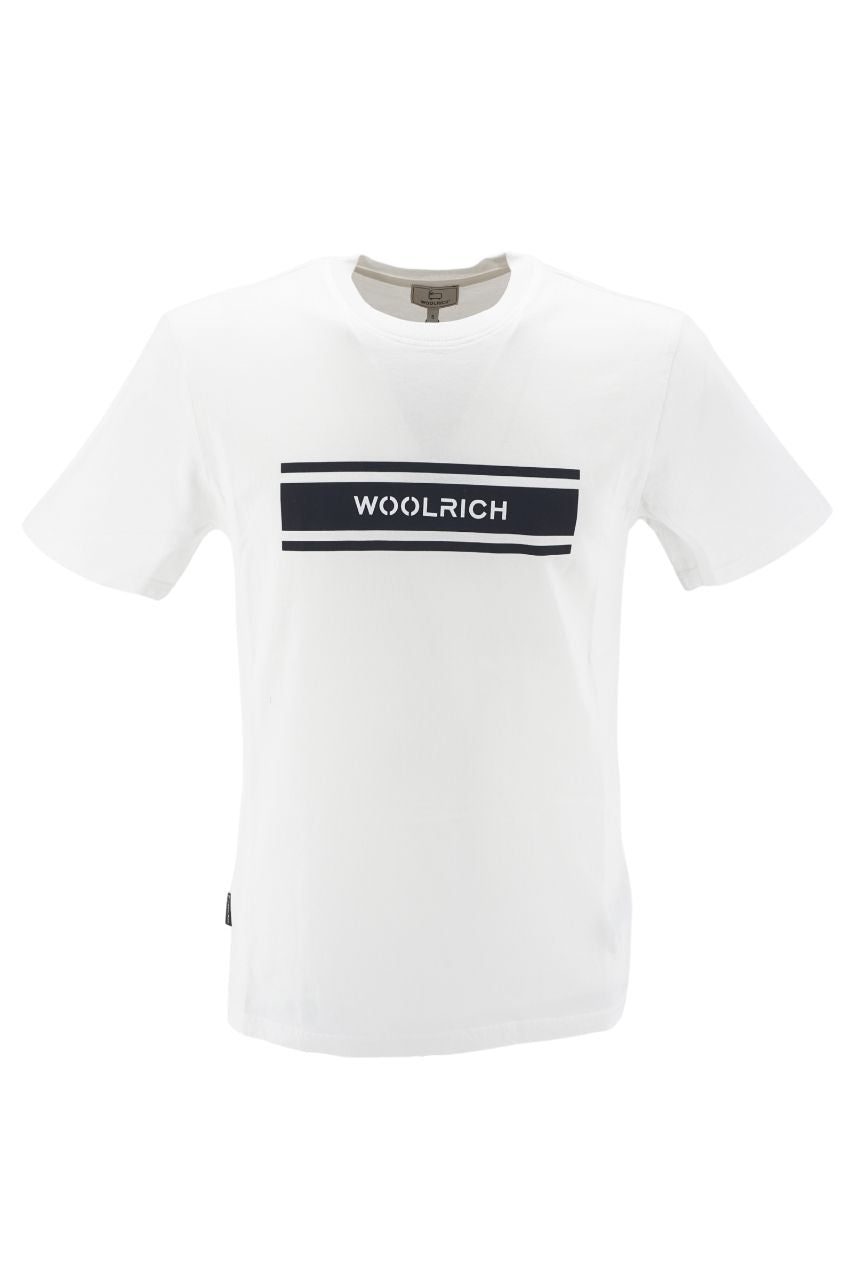 T-Shirt Woolrich con Logo / Bianco - Ideal Moda