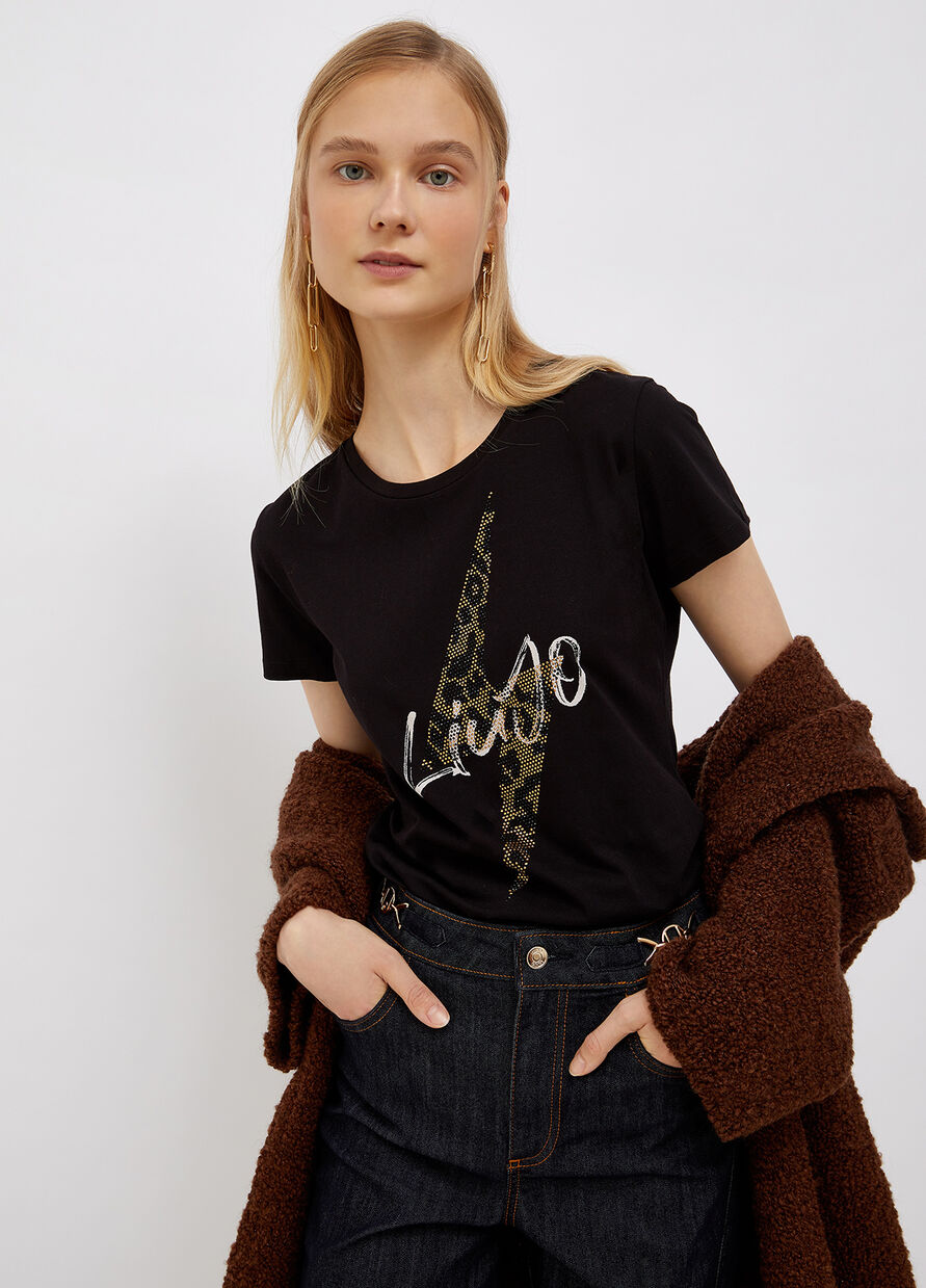T-shirt Liu Jo con logo / Nero - Ideal Moda