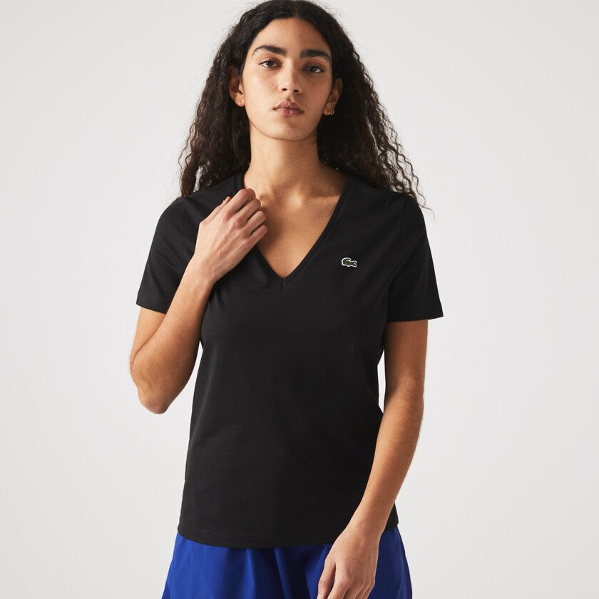 T-Shirt Lacoste donna in cotone / Nero - Ideal Moda