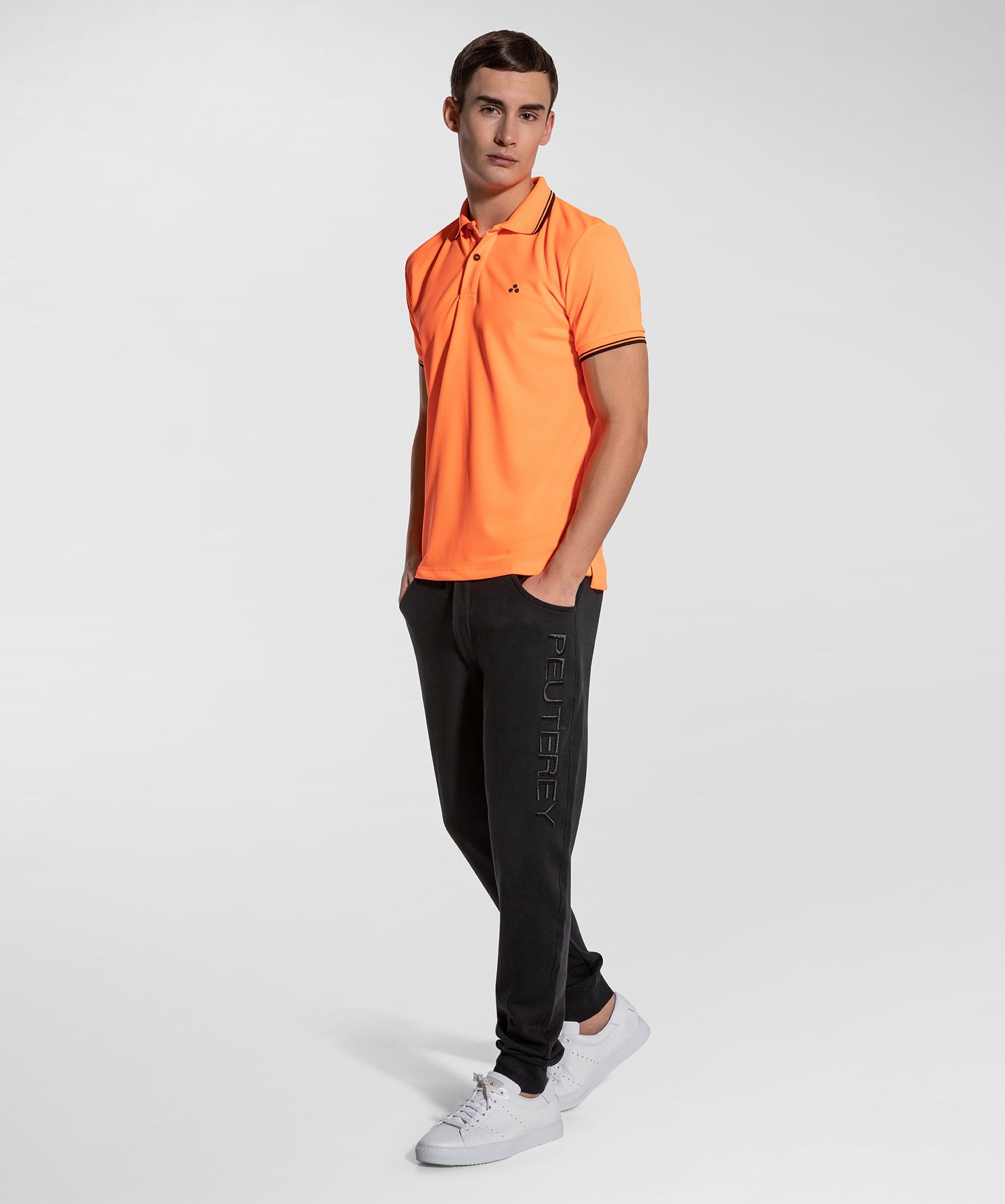 Polo in Piquet Fluo con Dettagli Grafici / Arancione - Ideal Moda