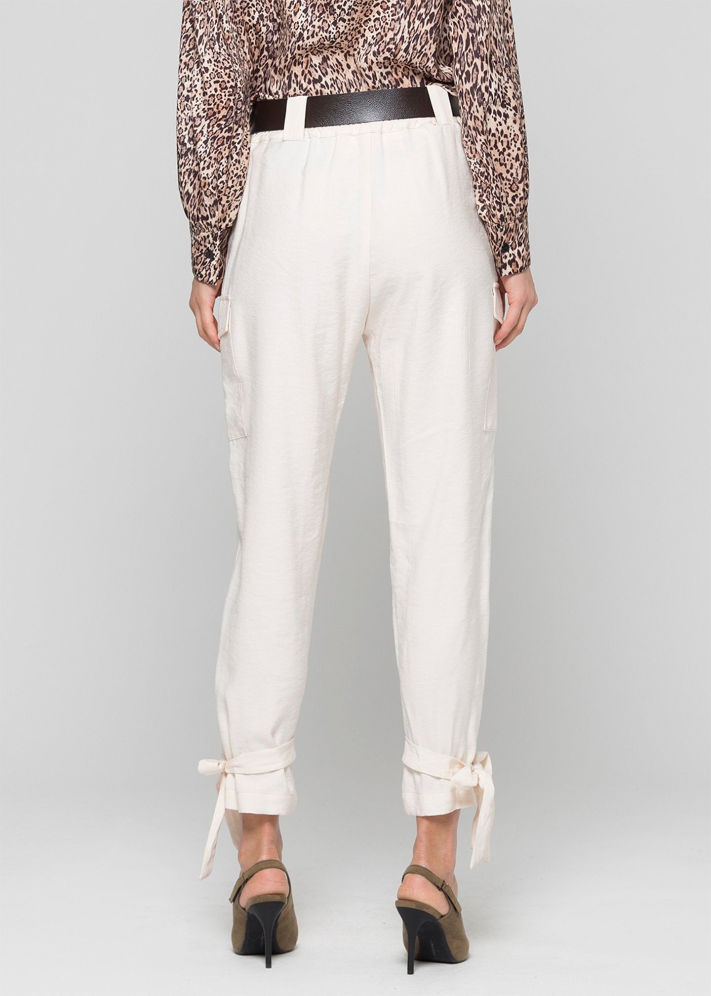 Pantalone stile safari in tencel twill / Bianco - Ideal Moda