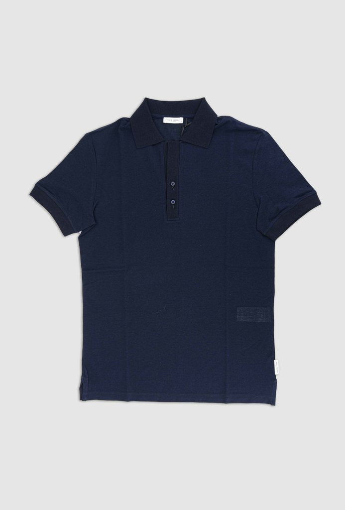 Polo con dettagli in maglia / Blu - Ideal Moda