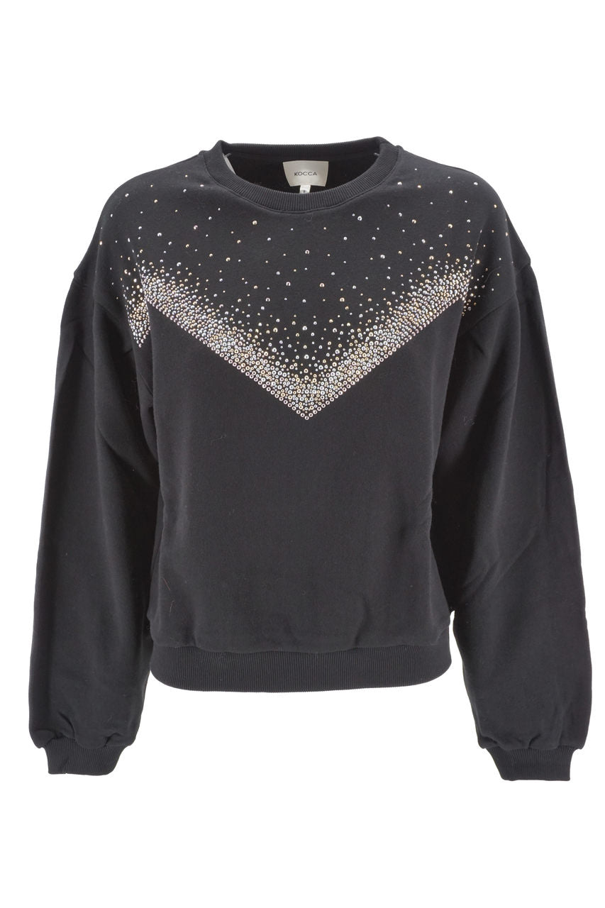 Felpa Kocca con Maniche Ampie / Nero - Ideal Moda