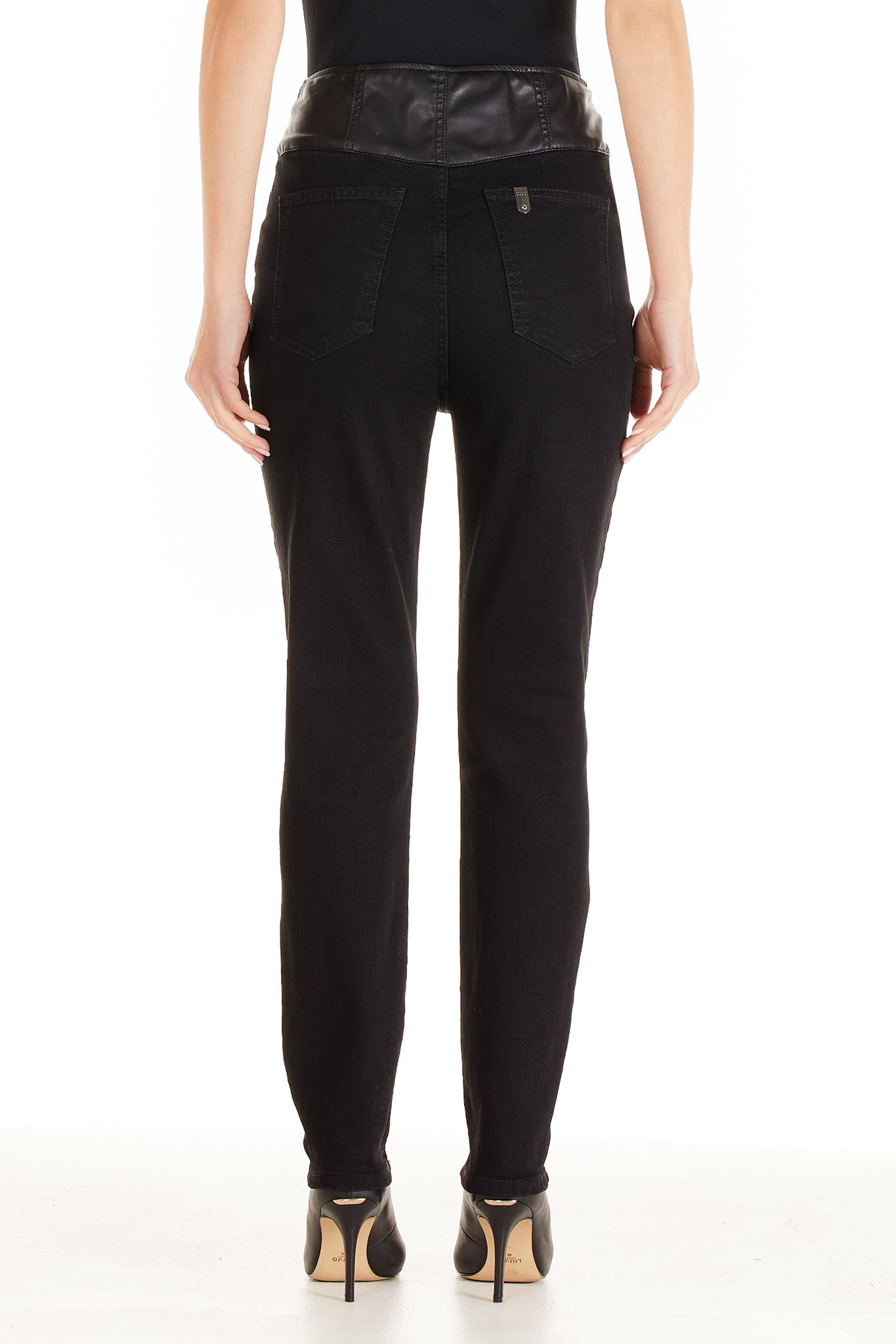 Jeans con Inserto in Ecopelle Liu Jo / Nero - Ideal Moda