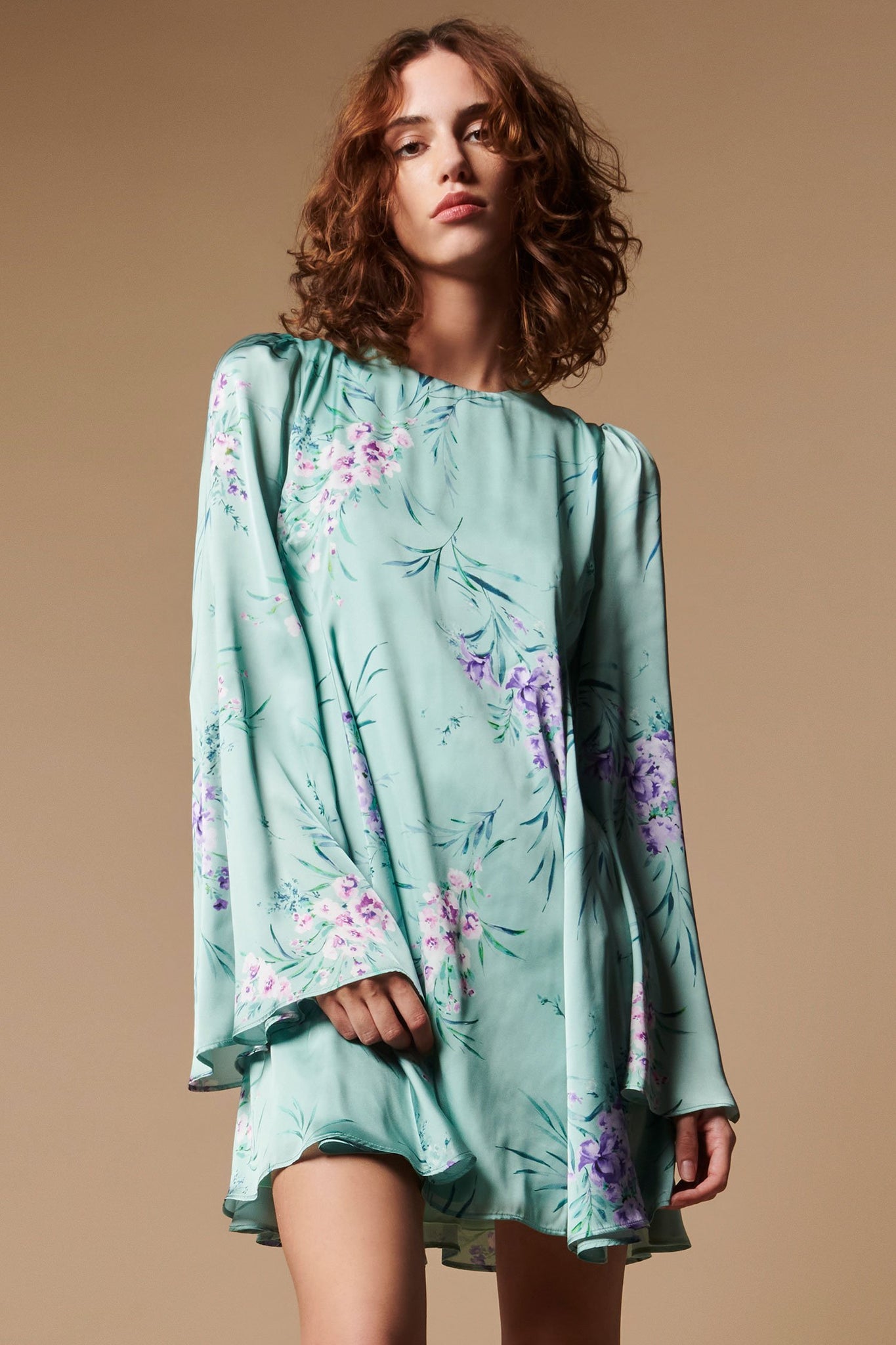 Abito a Fantasia in Raso Aniye By / Verde - Ideal Moda