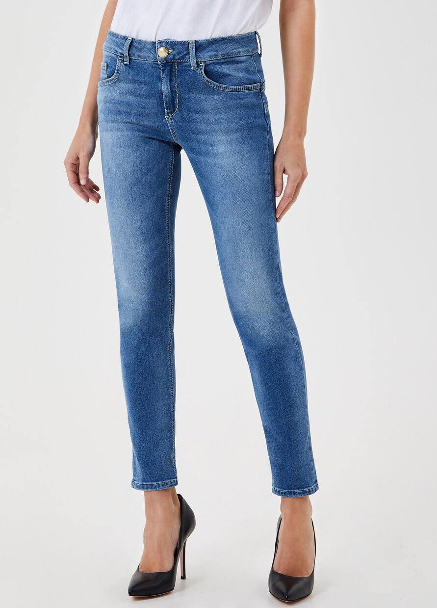 Jeans skinny con bottoni gioiello / Jeans - Ideal Moda