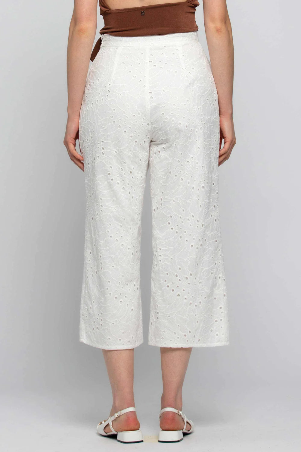 Pantalone Palazzo in Cotone Kocca / Bianco - Ideal Moda