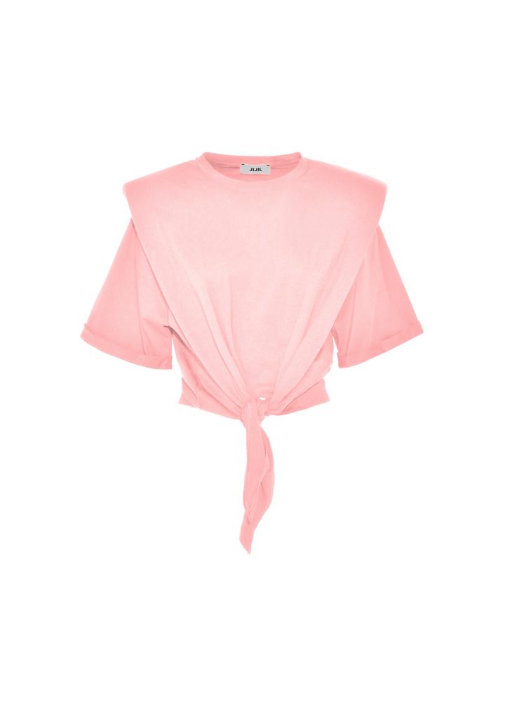 T-shirt cropped con fiocco / Rosa - Ideal Moda