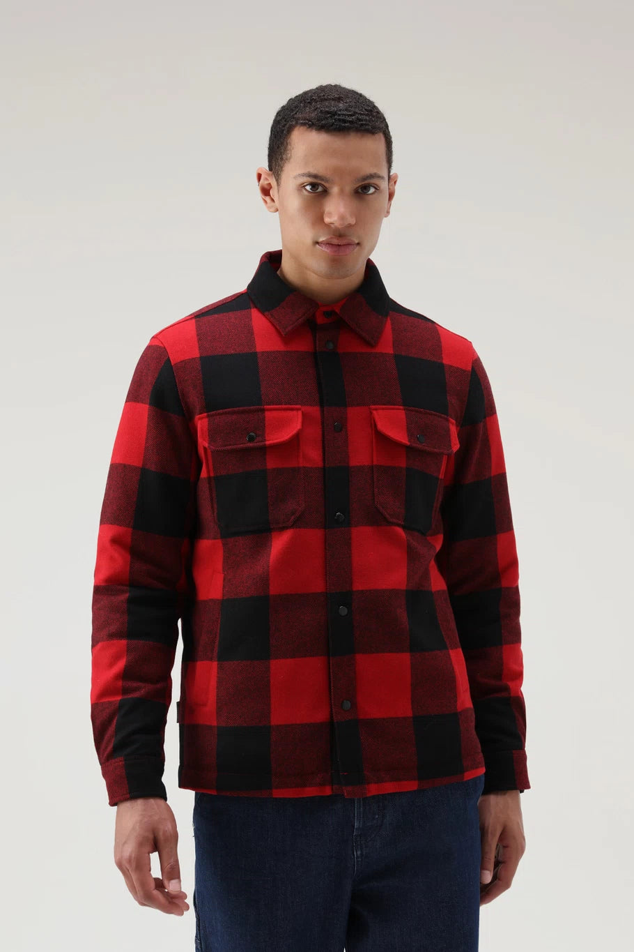 Giacca Camicia a Fantasia Woolrich / Rosso - Ideal Moda