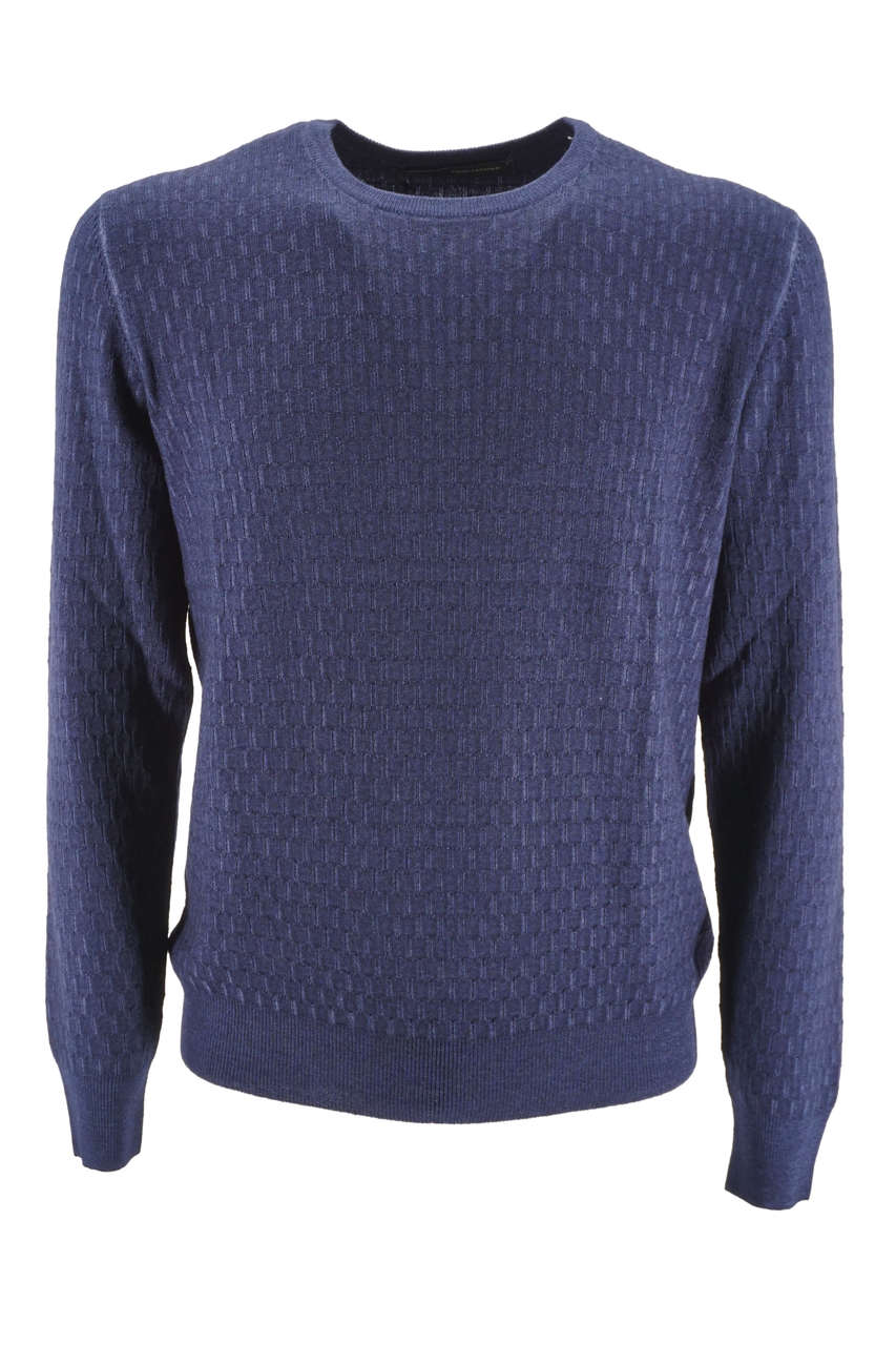 Maglia Tagliatore con Tramatura / Blu - Ideal Moda