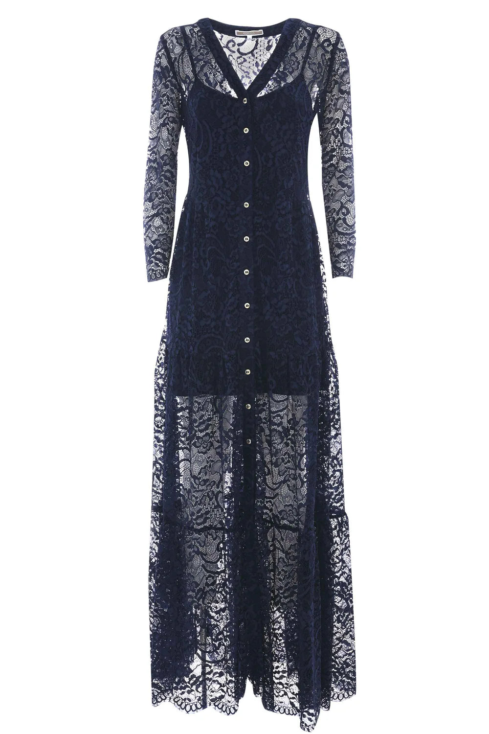 Abito Lungo in Pizzo Kocca / Blu - Ideal Moda