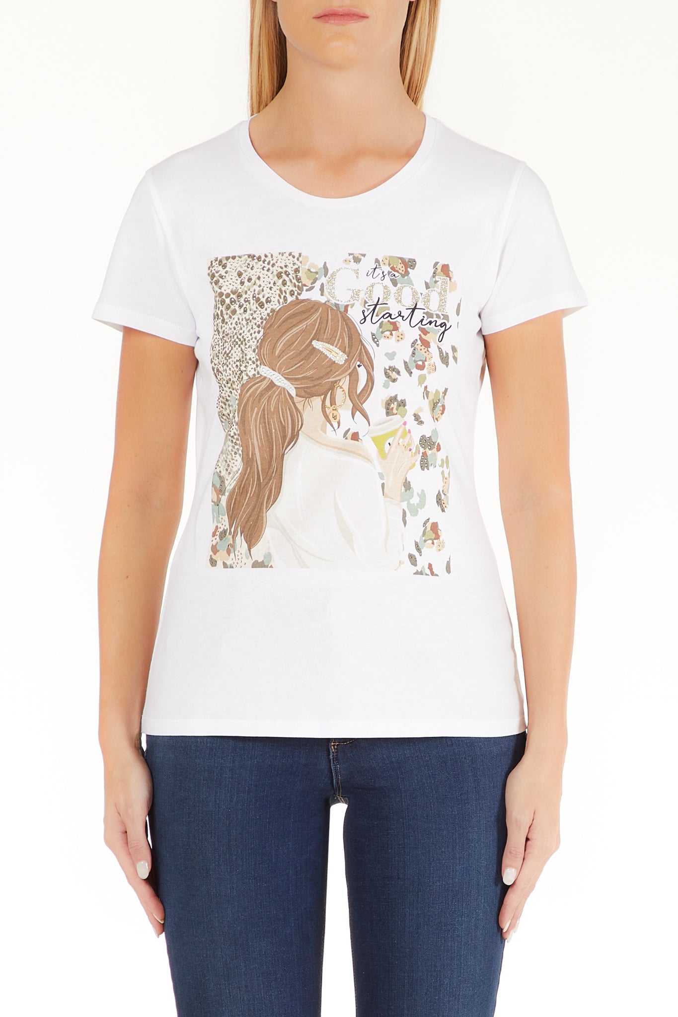 T-Shirt con Stampa Liu Jo / Bianco - Ideal Moda