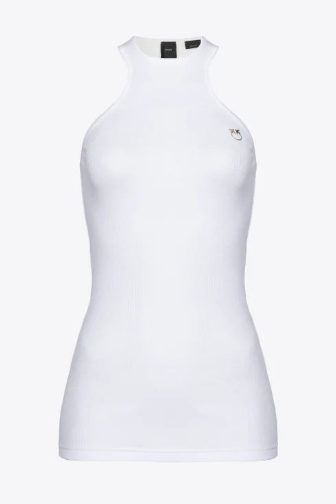 Top a Costine con Logo Pinko / Bianco - Ideal Moda