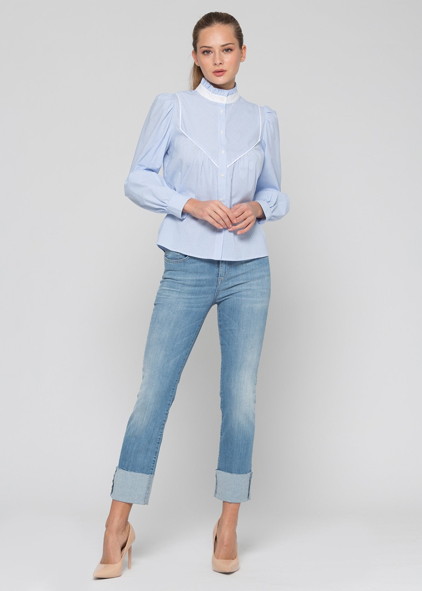 Pantalone denim slim leg, bottom up / Jeans - Ideal Moda