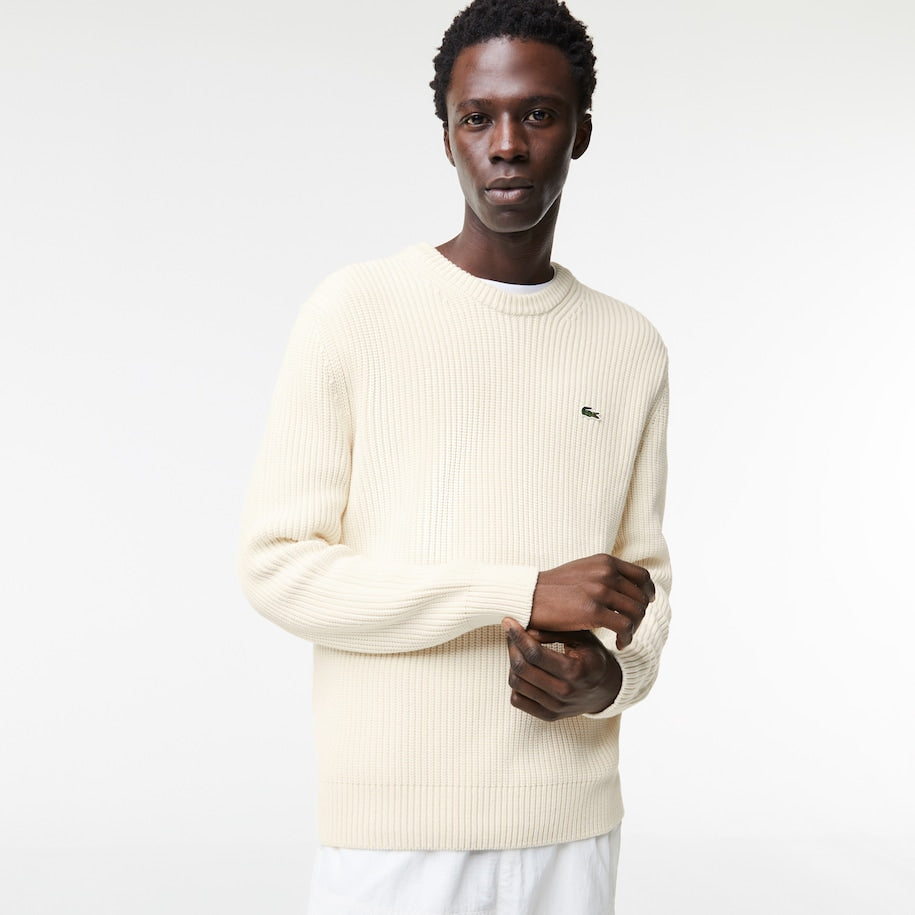 Maglia a Costine con Logo Lacoste / Bianco - Ideal Moda