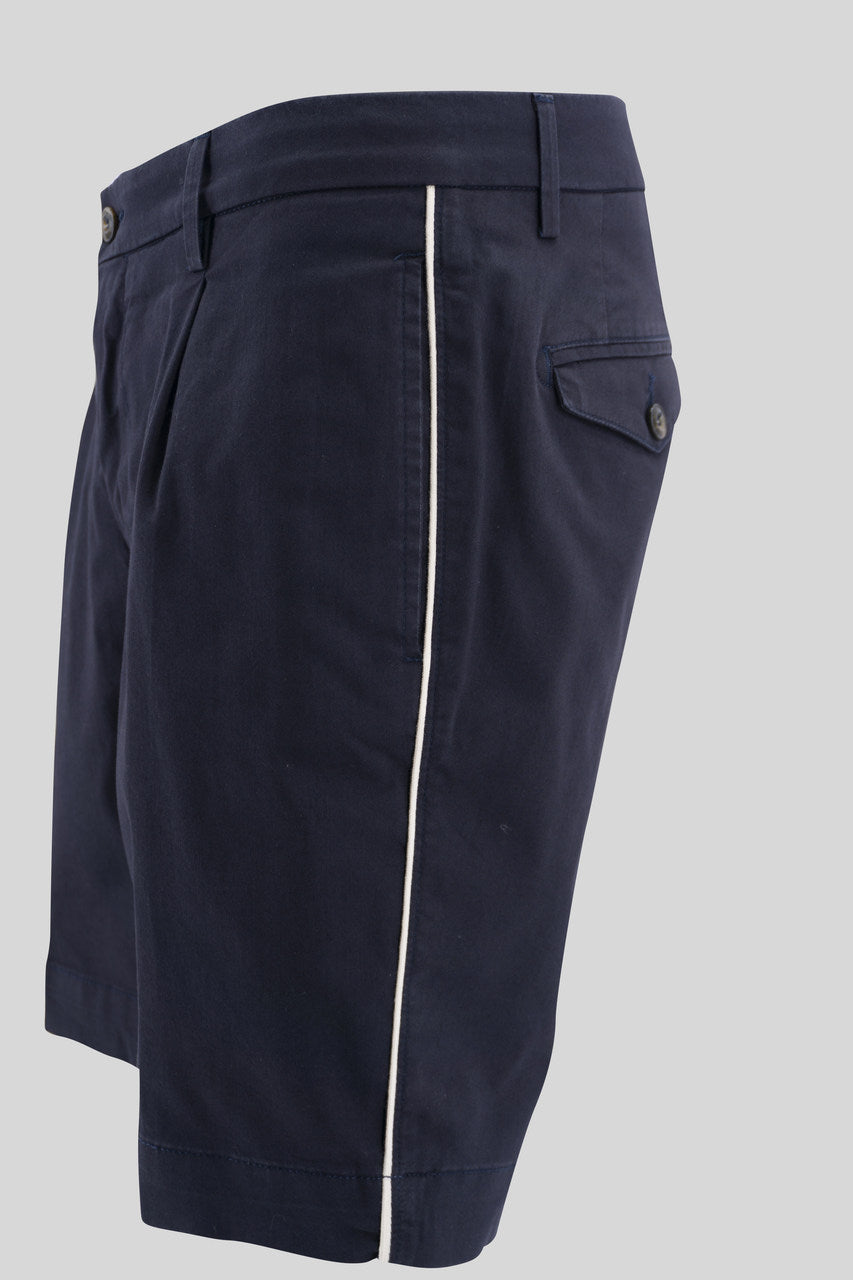 Pantaloncino in Cotone con Piping / Blu - Ideal Moda