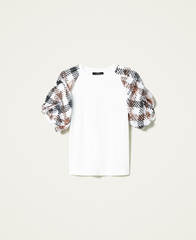 T-Shirt Twin Set con Paillettes / Bianco - Ideal Moda