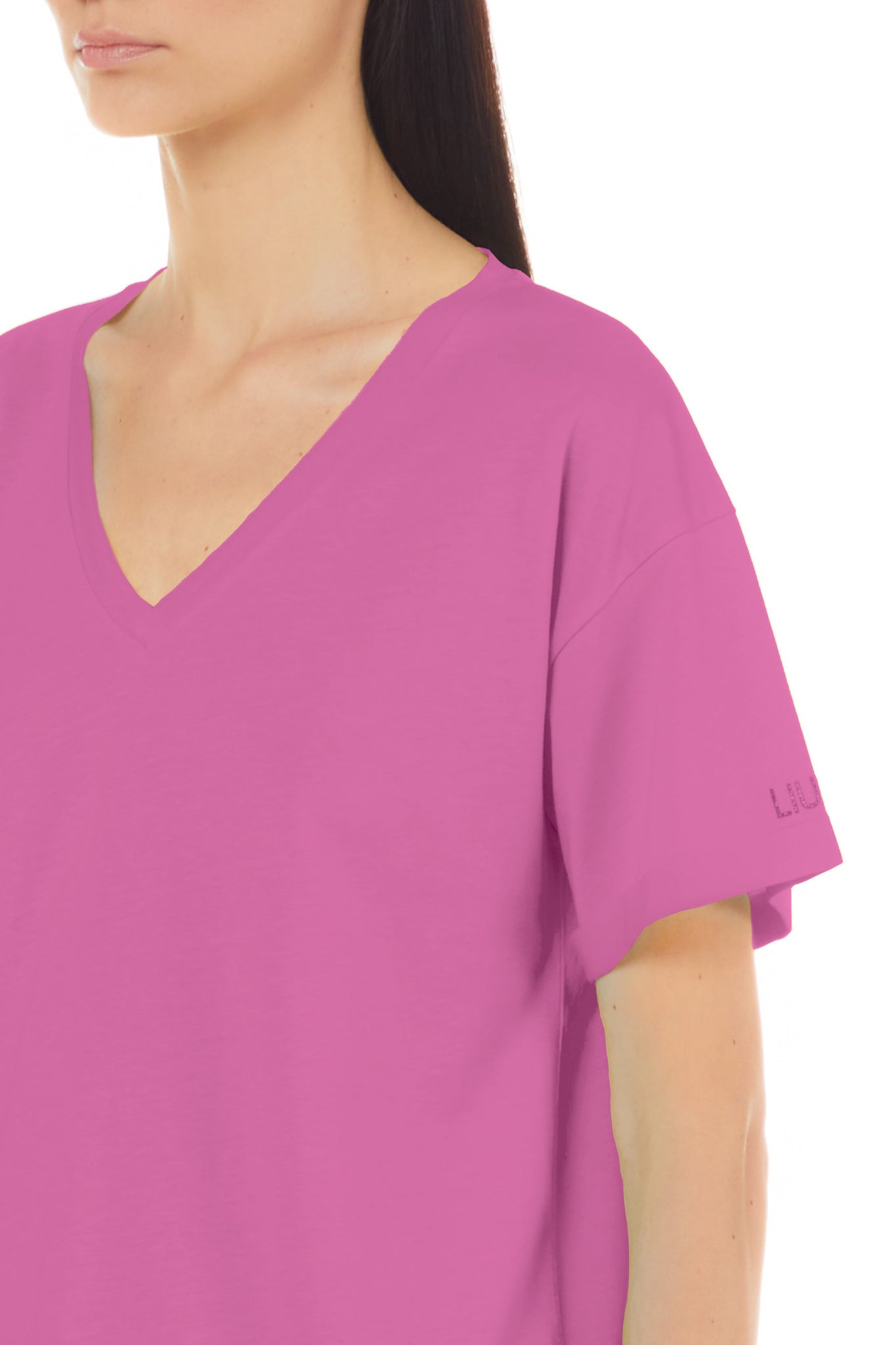 T-Shirt con Scollo a V Liu Jo / Rosa - Ideal Moda
