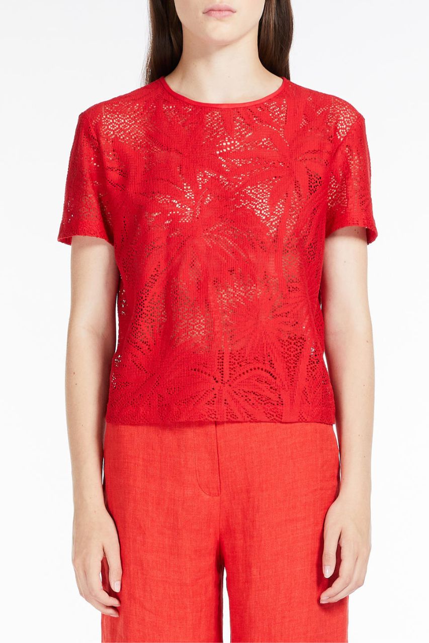 T-Shirt Girocollo in Pizzo MaxMara  / Rosso - Ideal Moda