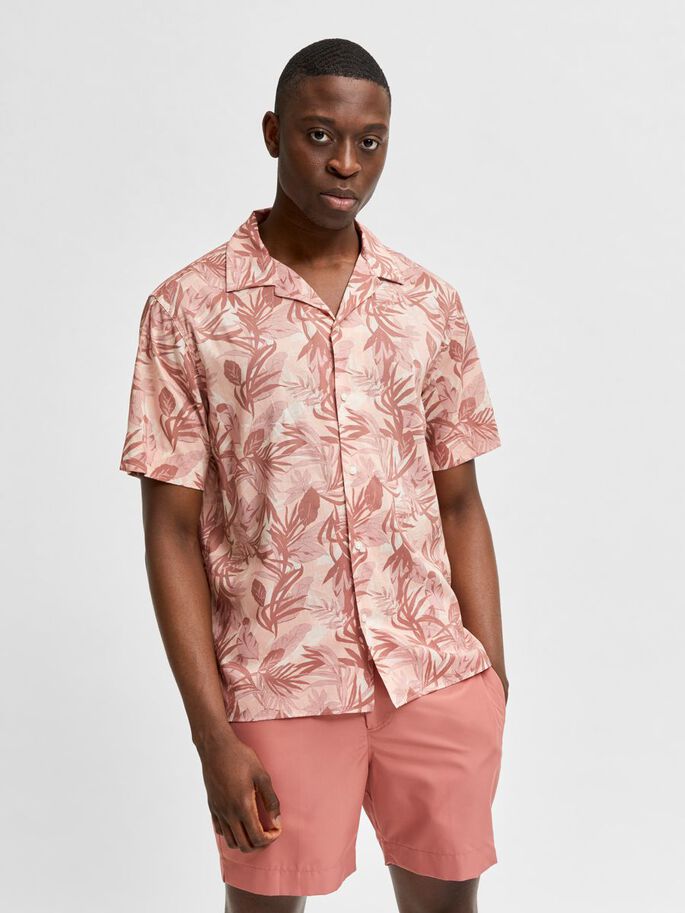 Camicia Collo Cubano in Morbido Cotone-Modal / Rosa - Ideal Moda