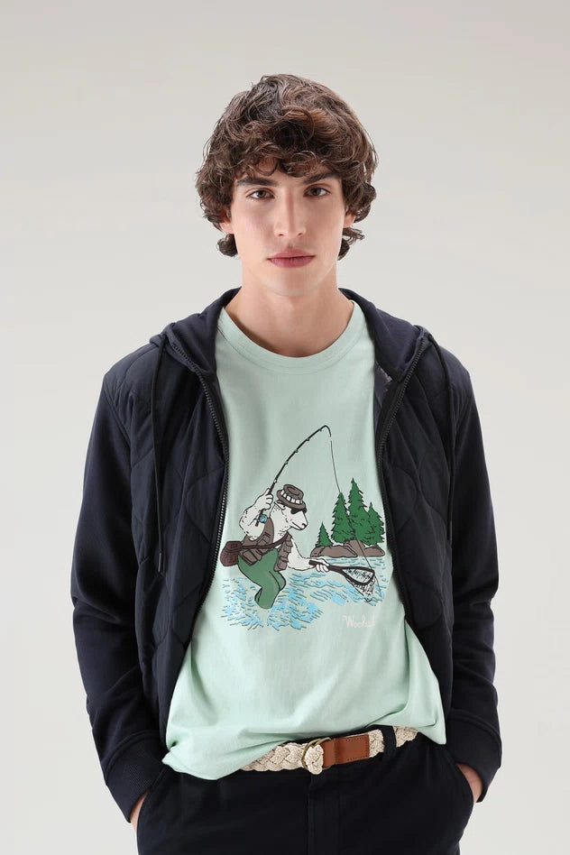 T-Shirt con Stampa Woolrich / Verde - Ideal Moda