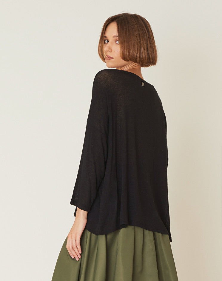 Blusa a Maniche Lunghe Manila Grace / Nero - Ideal Moda
