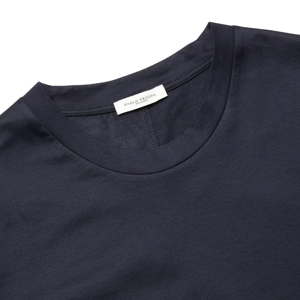 T-Shirt in Jersey Lucido di Cotone Paolo Pecora / Blu - Ideal Moda