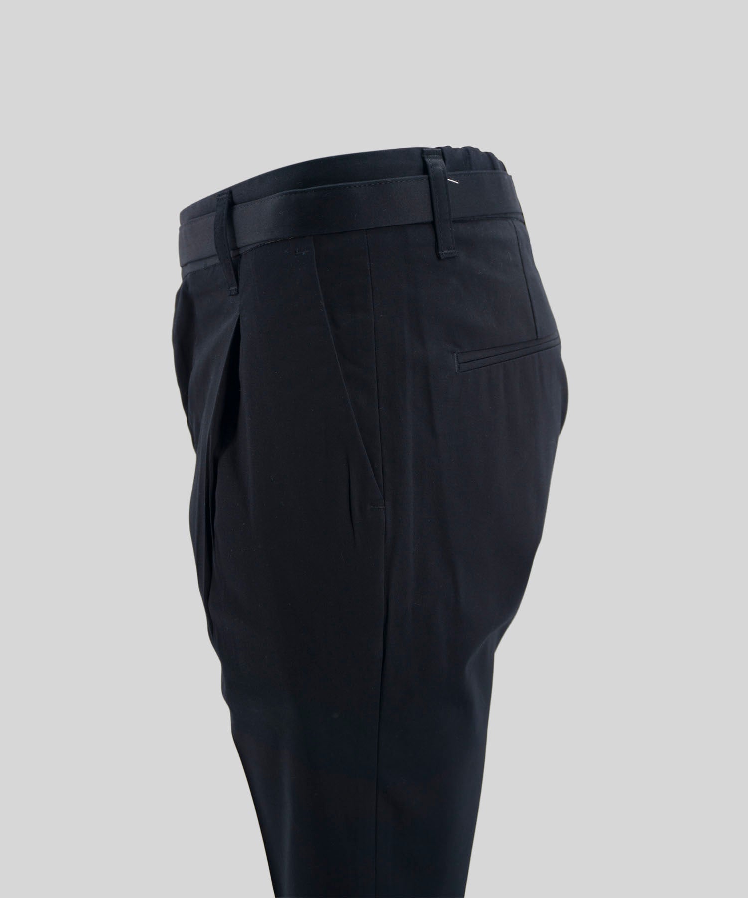 Pantalone con Coulisse Misto Lino / Nero - Ideal Moda