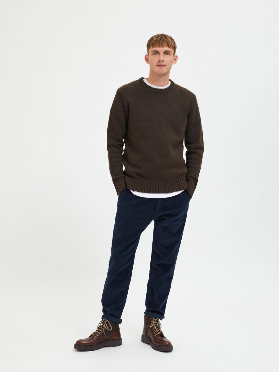 Maglia Girocollo Selected / Marrone - Ideal Moda