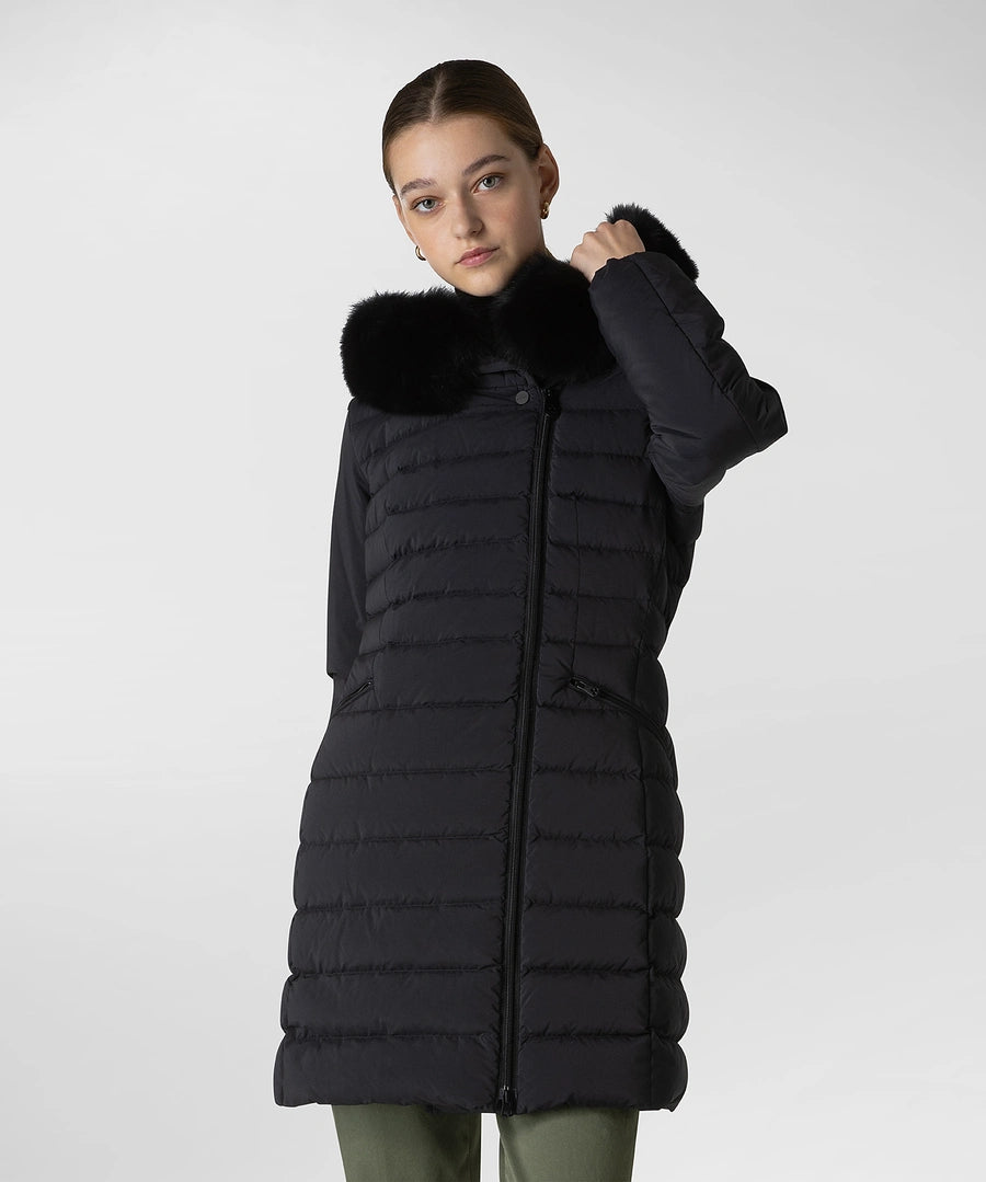 Piumino Slim con Pelliccia Peuterey / Nero - Ideal Moda