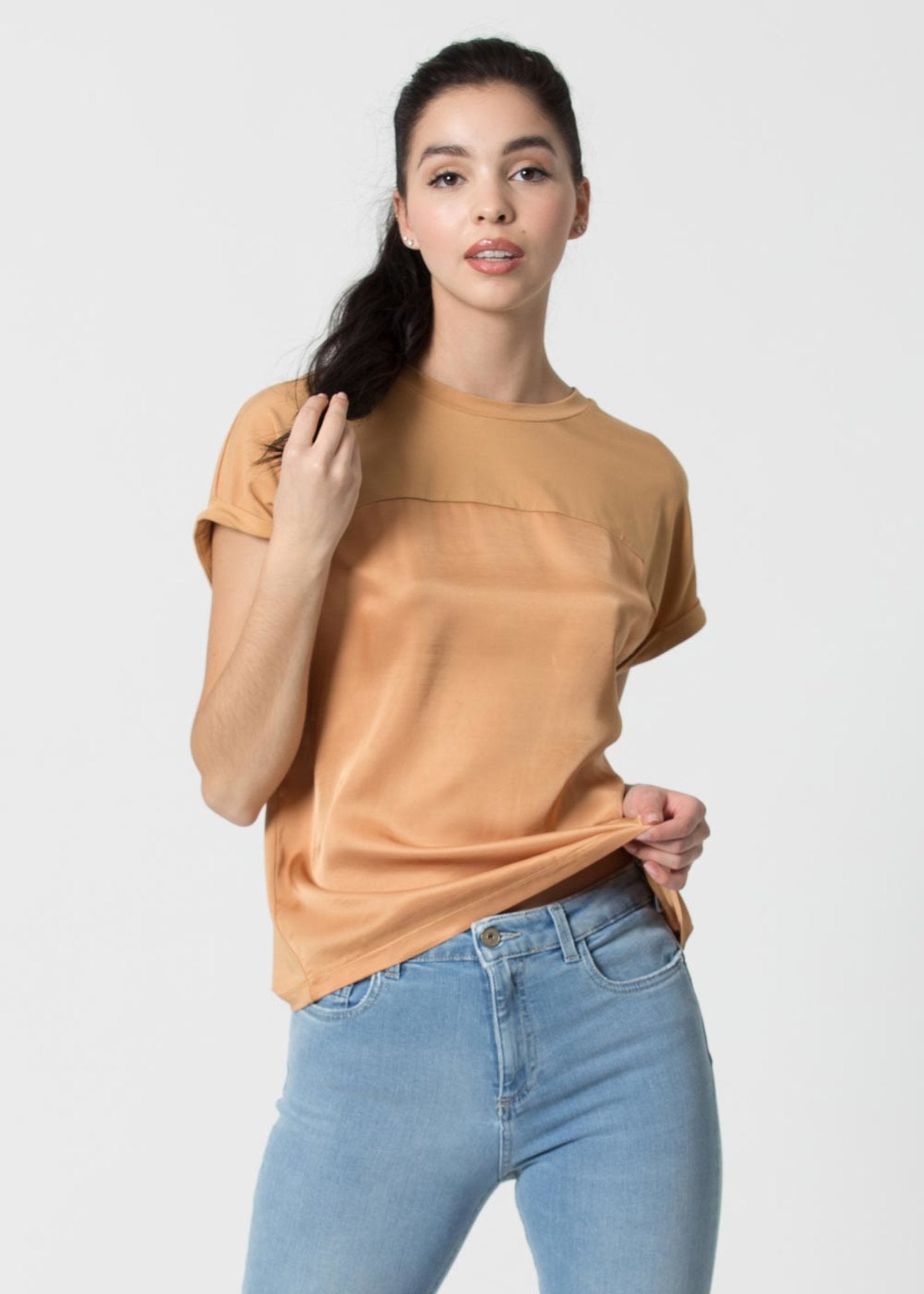 T-Shirt Kocca Girocollo / Marrone - Ideal Moda