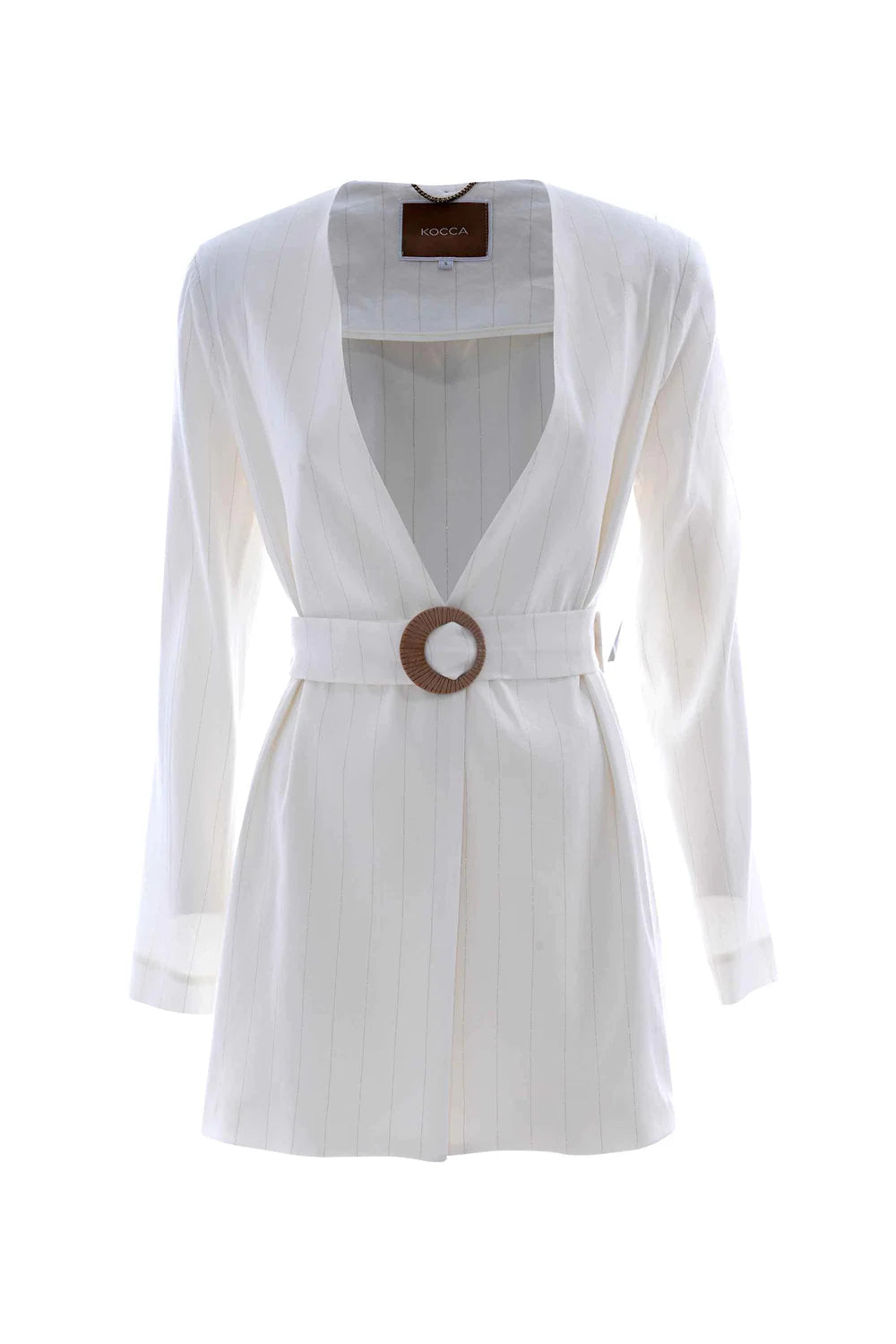Giacca a Righe con Cintura Kocca / Bianco - Ideal Moda