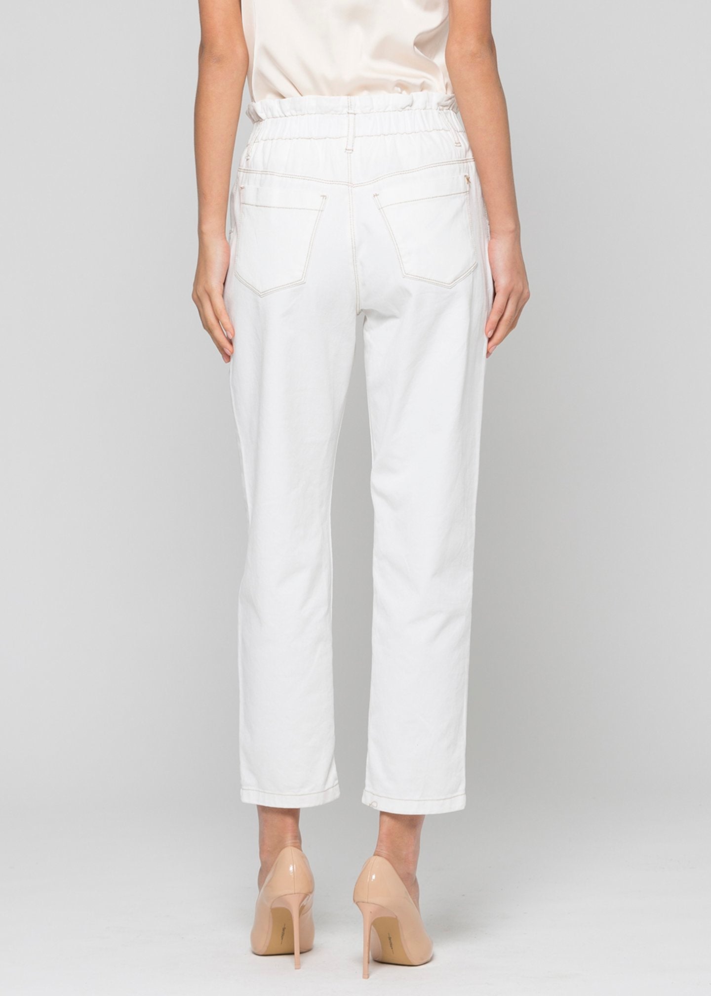 Pantalone color regular leg / Bianco - Ideal Moda