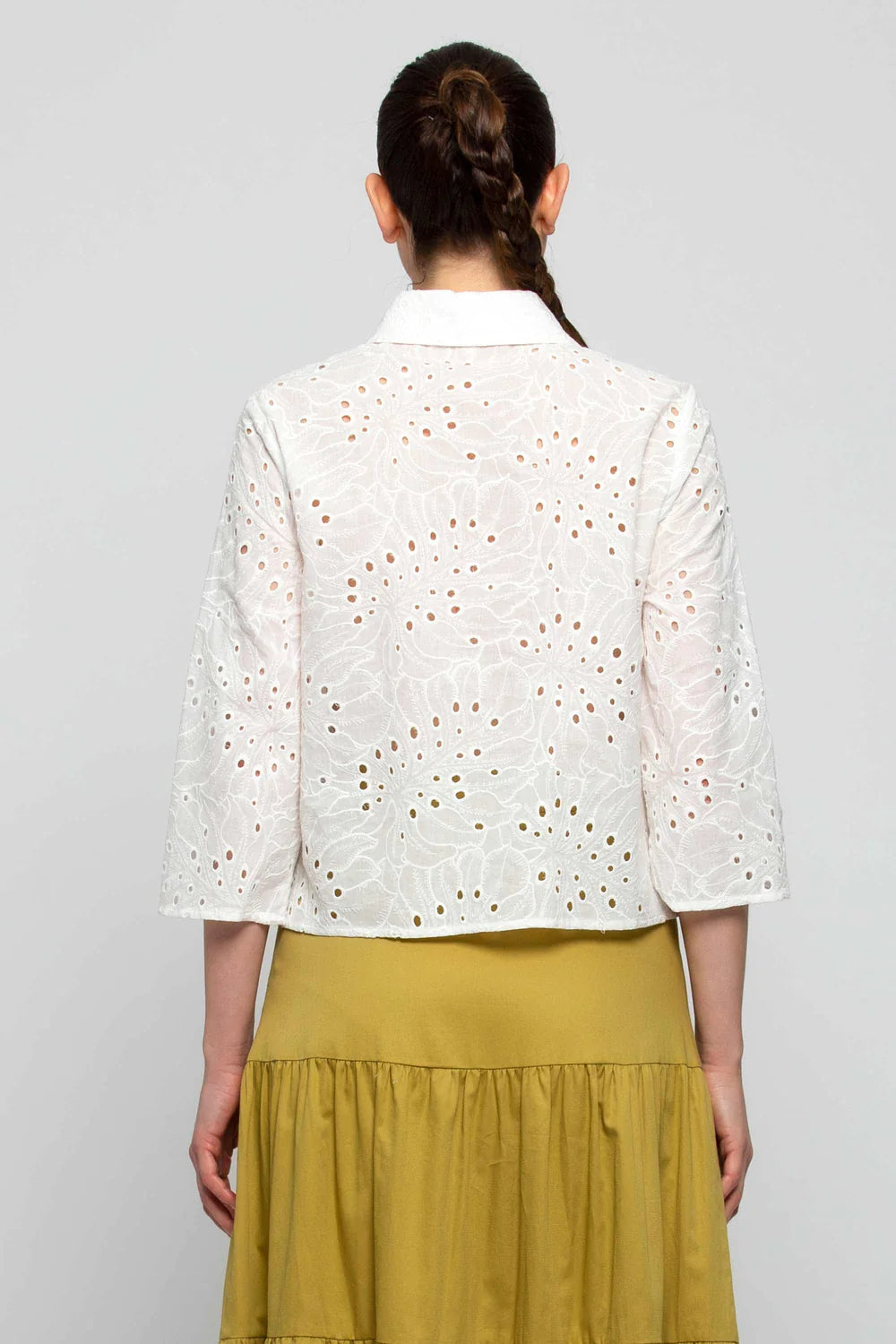 Camicia con Dettagli Traforati Kocca / Bianco - Ideal Moda