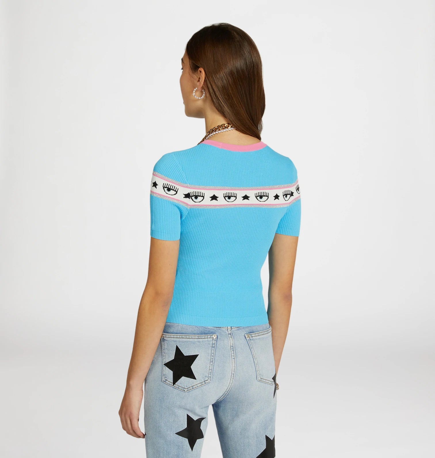 T-Shirt Chiara Ferragni in Maglia / Azzurro - Ideal Moda