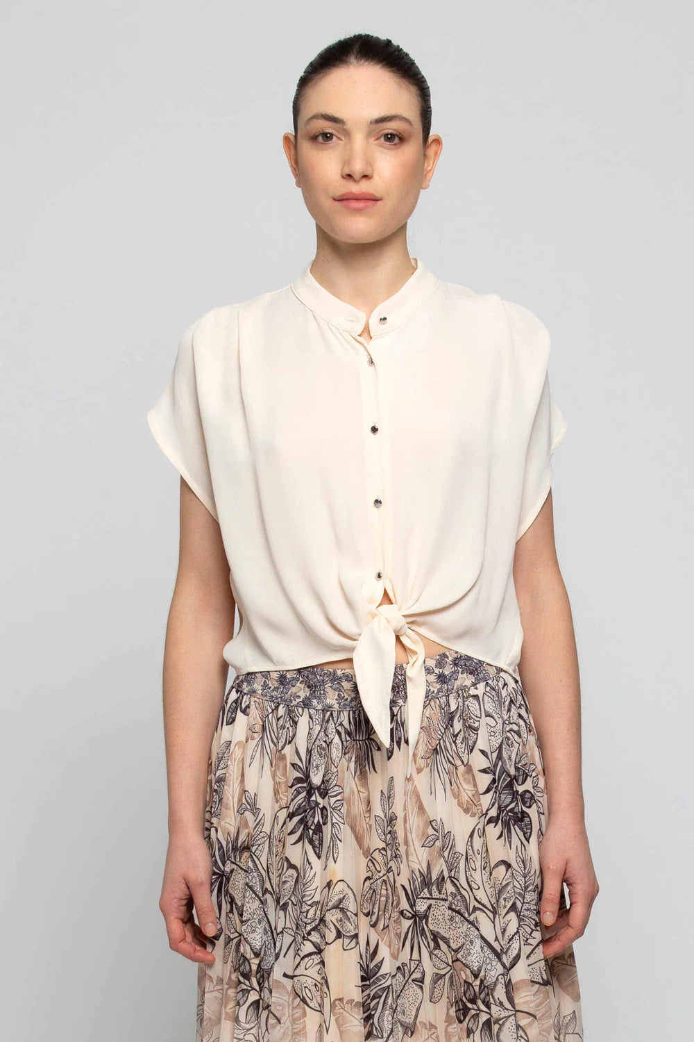 Camicia Corta con Nodo Kocca / Avorio - Ideal Moda