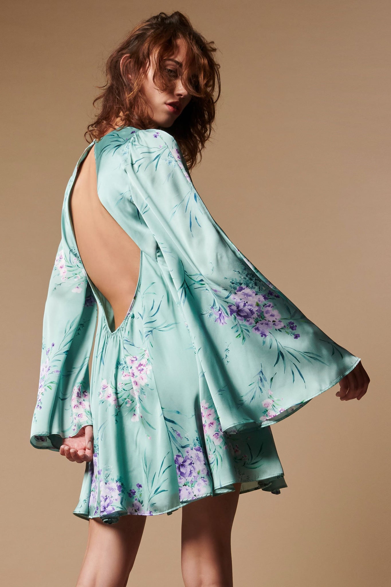 Abito a Fantasia in Raso Aniye By / Verde - Ideal Moda