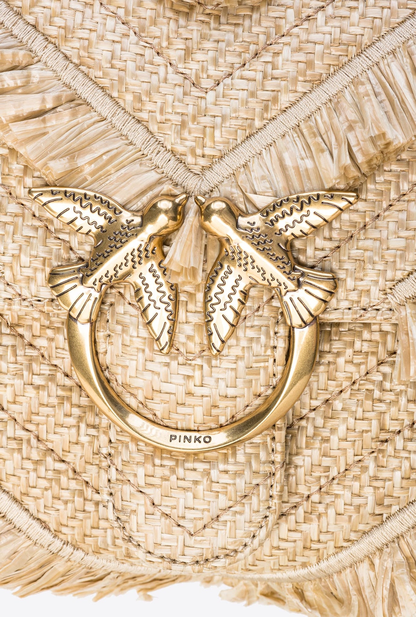 Borsa Pinko Lady Love Bag Puff Fringe Chevron / Beige - Ideal Moda