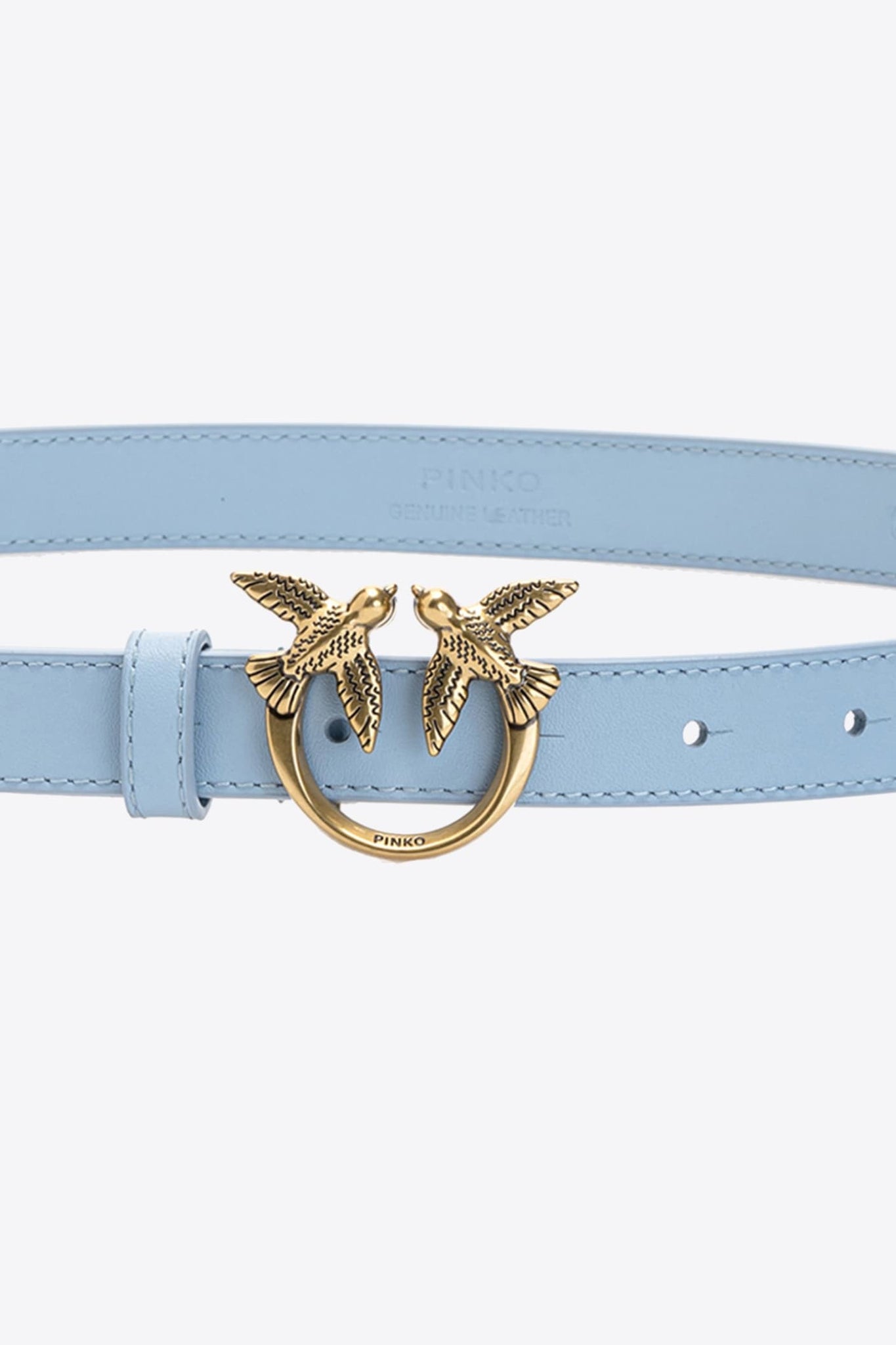 Cintura Pinko Sottile Birds in Pelle  / Azzurro - Ideal Moda