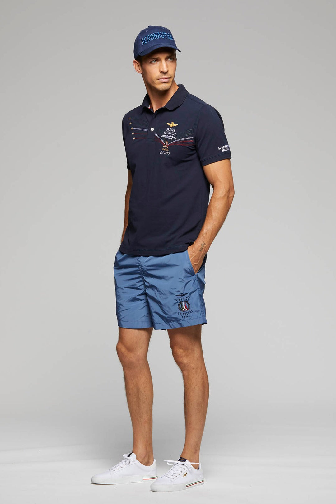 Polo M.C. con Ricami / Blu - Ideal Moda